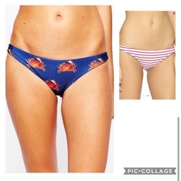 NWT Wildfox Crabby Stripe Reversible Bikini Bottom - Picture 5 of 6